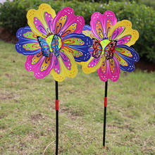 Molino de viento de flores y mariposas 3D para niños, juguete colorido de decoración para jardín, 1 unidad 2024 - compra barato
