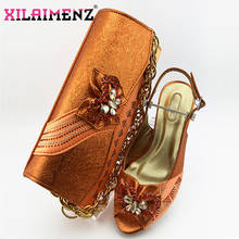 Zapatos italianos y bolso para mujer, zapatos de tacón cómodos que combinan con el Color naranja, estilo nigeriano, con bolsa de noche, a juego 2024 - compra barato