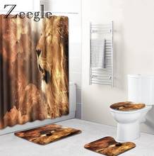 Zeegleestampado tapete para banheiro com pedestal, cortina de chuveiro, macio, cobertura de vaso sanitário, tipo u, à prova d'água, cortina de chuveiro 2024 - compre barato