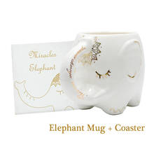 Taza de elefante con posavasos, regalo de Festival, Taza de cerámica para café, leche, té, taza 3D con forma de animal pintada a mano de elefante 2024 - compra barato