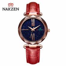 NAKZEN-Reloj de cuero de lujo para Mujer, pulsera de cuarzo resistente al agua, de negocios 2024 - compra barato