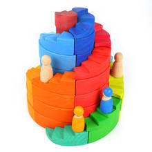 Large Rainbow Blocks Spin Stairs Nordic Wood Toys Kids Montessori Educational Toys Creative Wooden Jenga Interactive Game Blocks 2024 - buy cheap