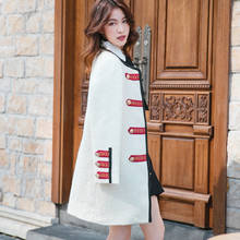 Дизайнерское длинное шерстяное пальто с вышивкой и пуговицами в стиле милитари для женщин, двубортное элегантное деловое кашемировое пальто с круглым вырезом, верхняя одежда 2024 - купить недорого