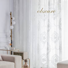 Francês rococó cortinas de tule branco elegante cortina da janela sala estar floral sheer cortina voile bordado 2024 - compre barato