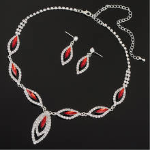 YFJEWE-dijes plateados para mujer, conjunto de collar y pendientes de cristal con diamantes de imitación de 3 colores, joyería N341 2024 - compra barato