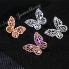 Pendientes de mariposa con diamantes de imitación, joyería de lujo, cristal europeo de austriaco, nueva cadena de clavícula exagerada 2024 - compra barato