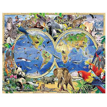 5D DIY Diamond painting Animal world map wall art Full Round Diamond embroidery Cross stitch forest Full Square Diamond mosaic 2024 - buy cheap