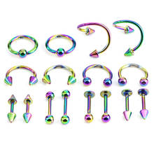 16PCS/Set Surgical Steel Body Spiral Spiral Belly Tongue Bar Ring Eyebrow Piercing Jewelry Women Body Piercing Jewellery 2024 - buy cheap