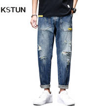 Mens Jeans Ripped Baggy Spring Summer Hollow Out Loose Fit Distressed Trousers Men Wide Leg Pants Male Hip Hop Jeans Oversize 42 2024 - buy cheap