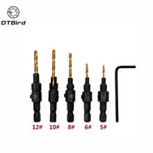 5pcs Countersink Drill Woodworking Drill Bit Set Drilling Pilot Holes For Screw Sizes #5 #6 #8 #10 #12 DT7 2024 - buy cheap