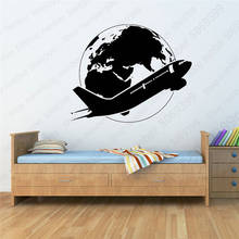 Airplane Around The World Wall Sticker Plane Air Bus Vinyl Decal Bedroom Home Decoration Travel Theme Wall Decals Poster LW654 2024 - buy cheap