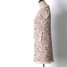 Vestido xadrez sem mangas tweed, novo vestido feminino de primavera e outono com borla, slim fit, alta qualidade para comemoração de festa 2024 - compre barato