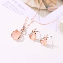 Water Drop Opal Jewelry Sets for Woman Cubic Zirconia Pendant Necklace Earrings Set Bridal Wedding Party Gift Statement Jewelry 2024 - buy cheap