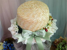 Lolita Tea Party flower Lace  Bow Ribbon Summer Straw Hats Women's Beach Sun Hat  Mori Girl Princess Cap B1332 2024 - buy cheap