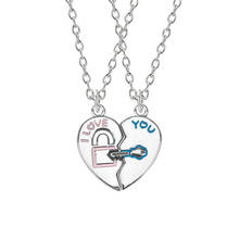 Conjunto de 2 unids/set de collar de moda para hombre y mujer, colgante redondo de aleación con letras "Love You" en forma de corazón, regalo de joyería 2024 - compra barato