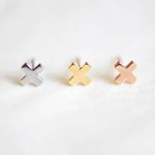 1Pair 4mm Cross Shape Rose Gold Steel Color Women Acrylic Crystal Small Stud Stainless Steel Earrings Earring Jewelry 2024 - buy cheap
