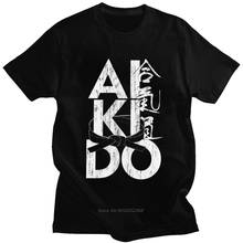 Camiseta grunge aikido de algodão, camiseta preta masculina de manga curta com gola redonda, estilo harajuku, cor preta 2024 - compre barato