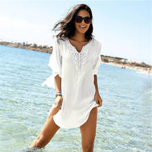 White Beach Cover up Kaftans Sarong Bathing Suit Cover ups Beach Pareos Swimsuit Cover up Womens Swim Wear Beach Tunic #Q818 2024 - buy cheap