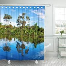 Rio belo reflexo da floresta da amazon em brasil, cortina de chuveiro à prova d' água 72x72 polegadas conjunto com ganchos 2024 - compre barato