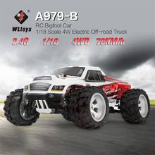 WLtoys A979-B 2.4G 1/18 RC Car 4WD 70KM/H High Speed Electric Full Proportional Big Foot Truck Remote Control Car RC Crawler RTR 2024 - buy cheap