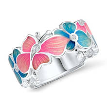 Anillos de epoxi con flor y mariposa para mujer, joyería de compromiso de boda, Color plateado, 2020 2024 - compra barato