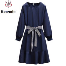 2022 Spring European Style Cotton Dresses Women Plus Size 3XL Female Robe Dress Office Ladies Wok Sashes Bow Vestido Dress KE941 2024 - buy cheap