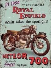 Royal Enfield Meteor 700-señal publicitaria de Metal para motocicleta, cartel de pared, decoración para el hogar, oficina, Bar y Pub 2024 - compra barato