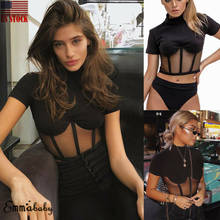 Sexy Womens Mesh Transparent T-Shirt Short Sleeve Sheer Black Tee Crop Ladies Clubwear Skinny Slim Fit Top 2024 - buy cheap
