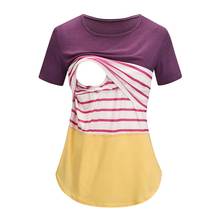 Maternity clothes Women Summer Casual stripe Short Sleeve Pregnancy Mama Shirt Breastfeeding Pregnant T-Shirt women home clothes 2024 - buy cheap