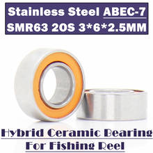 Rodamiento S63 2OS 3x6x2,5mm CB ABEC7, rodamiento de cerámica híbrida de acero inoxidable, carretes de pesca en Océano seco, 63 rodamientos de bolas S63C 2024 - compra barato