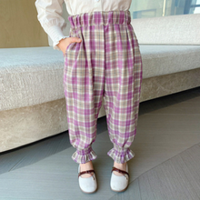 Korean Style 2021 Spring Baby Girls Plaid Pants Printed Cotton Bud Kids Casual Trousers  Kids Clothes  Baby Pants Lace 2024 - buy cheap