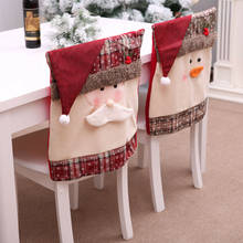 2020 Рождественский Чехол для стула Санта Клаус Снеговик Вышитый Чехол для стула на Рождество кухня ужин Декор Рождество 2024 - купить недорого