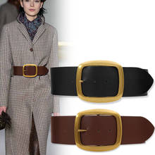 Big Alloy Buckle Metal Belts for women Solid Cow Cowhide Coat sweater Accessories genuine leather weight wide waistbands gifts 2024 - купить недорого