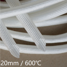 Fiberglass Tube 20mm High Temperature Chemical Glass Fiber Braided Sleeve Soft Wire Casing Insulated Pipe Protect 600Deg.C White 2024 - buy cheap