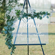 Sinal de boas-vindas personalizado, sinal de casamento moderno em acrílico claro, placa de boas-vindas de casamento com caligrafia personalizada 2024 - compre barato