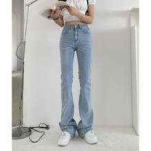 Women's Jeans High Waist Denim Pants Trousers For Female Fashion Elasticity Flared Jeans Split Boot Cut Wide Leg Pant 2021 New 2024 - buy cheap