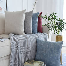 Funda de cojín de lino y algodón para decoración del hogar, cubierta decorativa de Color gris y azul para almohada, sofá y sala de estar 2024 - compra barato