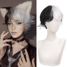 AILIADE Synthetic Short Curly Wig Yellow Black White Cosplay Party Wig for Woman Men Heat Resistant Daily False Hair 2024 - buy cheap