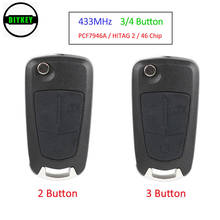 DIYKEY-mando a distancia inteligente para coche, carcasa de repuesto de 433MHz PCF7946 para Vauxhall, Opel, Vectra C, Signum, 2 o 3 botones 2024 - compra barato