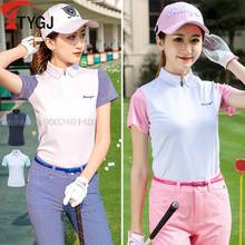 Camisetas de Golf para mujer, camiseta de manga corta para deportes al aire libre, ropa de Golf, Polo de Corea, ropa deportiva de verano, novedad de 2020 2024 - compra barato