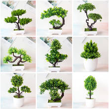Planta Artificial en maceta, árbol pequeño de simulación verde, bonsái de plástico, adornos creativos de escritorio, decoración de sala de estar y hogar falso 2024 - compra barato