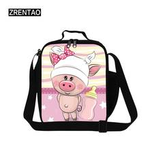 Zrenao pig mochila térmica de poliéster com isolamento térmico, bolsa térmica de piquenique para escola infantil com bolso para garrafa unicórnio 2024 - compre barato