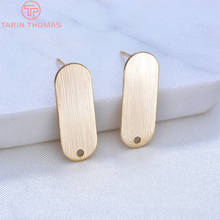 10 Pieces 21 *12mm 24 Karat Gold Color Brass Long Oval Shape Stud Earrings Pins High Quality Diy Jewelry Accessories 2024 - buy cheap