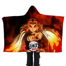 New Demon Slayer Mugen Train Printed Hoodie Flannel Robe Anime Cosplay Costume Halloween New Year Carnival Sleeping Blanket Cape 2024 - compre barato