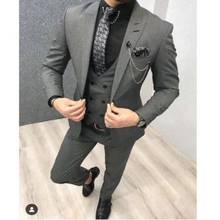 TPSAADE Slim esmoquin para novio con un botón de carbón Grey mejor hombre pico padrinos de boda para hombres novio (chaqueta + Pantalones + chaleco) 2024 - compra barato