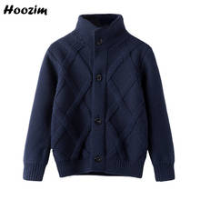Suéter grosso de veludo para meninos 3-11, casaco de algodão com gola alta minimalista e azul escuro, para inverno e meninas 2024 - compre barato