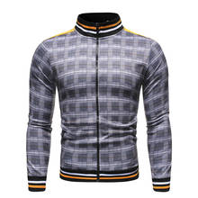 Plaid jacket men coats baseball jacket mens printing jackets casual fashion striped jacket men streetwear bomber jacket men 2024 - buy cheap