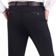 Calças retas masculinas casuais plus size, calças de cintura alta para homens, primavera e outono 2024 - compre barato