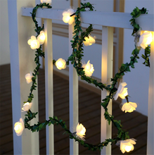 Guirnalda de hojas verdes de 1,5 m, 3m, 6m, rosa, flor, vid, funciona con guirnalda de luces LED con batería/USB, lámpara para el Día de San Valentín, boda y Navidad 2024 - compra barato