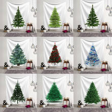 Tapiz colgante de pared de poliéster, manta con patrón de árbol de Navidad, decoración de salón de pared del hogar, 95x73 cm 2024 - compra barato
